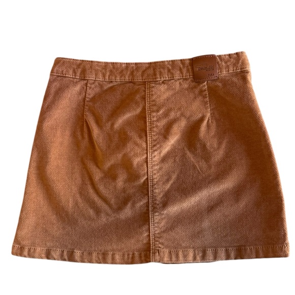 Zara Girls Caramel Button Front Mini Skirt Velvet - Size 6 - Picture 2 of 10